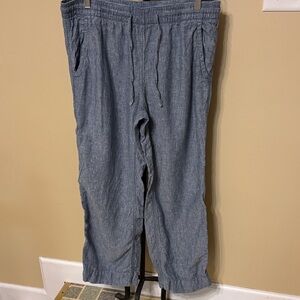 L.L. Bean women’s blue Joggers. 12 petite. 100% linen
